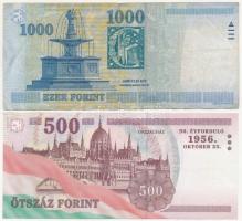 2005. 1000Ft "DA" + 2006. 500Ft "EC" "A forradalom 50. évfordulója 1956. ok...