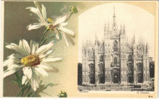 Milano, Milan; Il Duomo / cathedral. Art Nouveau, floral, litho