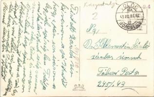 1943 Volóc, Volovec, Volovets; Idegenforgalmi és Népművészeti Ház, téli sport, síelők. E kis kapu ne...