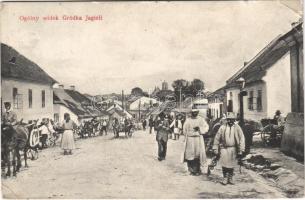 1912 Horodok, Gródek Jagiellonski; Ogólny widok Gródka Jagiell / street view, market, horse-drawn carriages. Nakl. W. Muszynskiego (EB)
