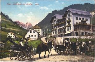 1916 Val Gardena, Gröden (Südtirol); Hotel Wolkenstein, horse-drawn carriages