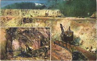 1913 Eisenerz (Steiermark), Erzbergabbau, Arbeiter mit Bohrmaschine / ore mine, worker with electric drill, industrial railway. Verlag v. P. Prasthofer