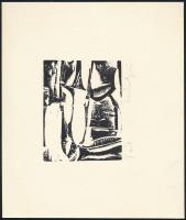 Lóránt János Demeter (1938-):Tél. Linómetszet, papír, jelzett, 8×10 cm