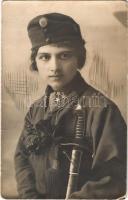 WWI Austro-Hungarian K.u.K. military, lady in soldiers uniform. photo