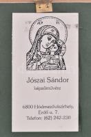 Jószai Sándor (1943- ): Tanító Krisztus. Ikon, festett fa, dekoratív, historizáló fa keretben, hátol...