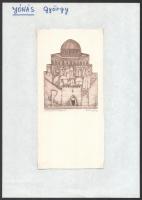 Jónás György (?-): Jeruzsálem. Rézkarc, papír, jelzett, 10,5×8 cm