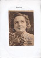 Bulla Elma (1913-1980) színésznő aláírása az őt ábrázoló újságkivágáson