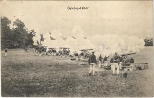 1913 Örkénytábor (Táborfalva), Tüzérség gyakorlata ágyúval. Wassermann Vilmos kiadása (fl)
