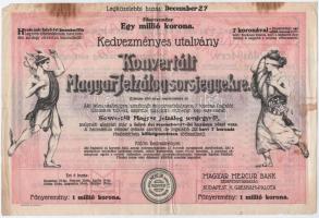 ~1910. Magyar Mercur Bank Részvénytársasság kedvezményes utalványa Konvertált Magyar Jelzálog sorsjegyekre T:III fo.