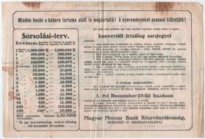 ~1910. "Magyar Mercur Bank Részvénytársasság" kedvezményes utalványa Konvertált Magyar Jel...