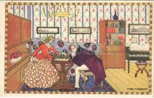 1917 Romantic couple playing chess. B.K.W.I. 670-6. s: Mitzi Marbach (fa)