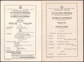 1935 Filharmóniai Társaság hangversenyének műsora, VII. és VIII. nyilvános főpróba, 2 db műsorfüzet,...