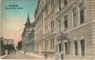 1913 Budapest I. Logodi utca, Fűszer és csemege kereskedés a Fehér Kakashoz, üzlet. Kinál Józsefné kiadása (Rb)