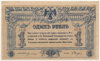 Orosz Polgárháború / Rosztov 1918. 1R T:II- Russian Civil War / Rostov 1918. 1 Ruble C:AU