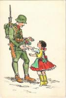Bevonulás / WWII Hungarian military art postcard, entry of the Hungarian troops, irredenta