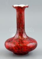 Tűzpiros üveg überfangos váza, hibátlan, m:18cm