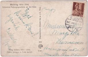 1945 Nehéz várágyú a Nida mellett / Weltkrieg 1914-1916. Schweres Festungsgeschütz an der Nida / WWI...