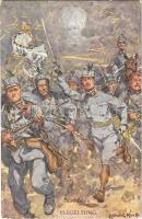 Bűnhődés / Vergeltung / WWI Austro-Hungarian K.u.K. military art postcard, soldiers, Franz Joseph I of Austria. B.K.W.I. 259-2. s: Ludwig Koch