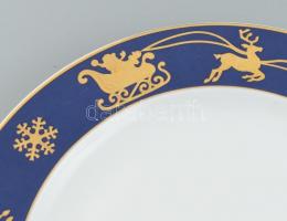 5 darabos reggelizőkészlet, karácsonyi kék arany mintával. Jelzett. Szép állapotban