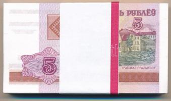 Fehéroroszország 2000. 5R (100x) kötegelővel, sorszámkövetők T:I,I-  Belarus 2000. 5 Rublei (100x) with wrapper, sequential serials C:UNC,AU Krause P#22