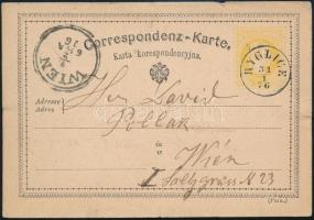 1876 Héber nyelvű díjjegyes levelezőlap Ryglicéből Bácsbe