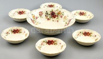 Zsolnay pillangó mintás 6 személyes kompótos készlet. Kézzel festett, jelzett, hibátlan