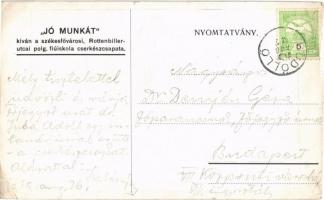 1915 Sibrik Antal szakaszvezető, az első szakasz kürtöse. "Jó munkát" kíván a székesfőváro...