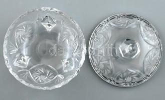 Ólomkristály cukortartó, metszett, kopásnyomokkal, m: 14 cm