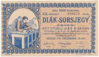 Budapest 1925. Diák-Sorsjegy 5000K értékben, XX. sorozat T:I