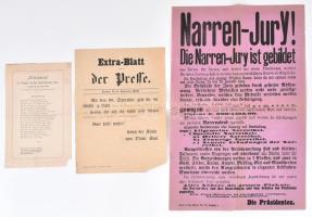 cca 1870-1879 3 db régi osztrák humoros nyomtatvány