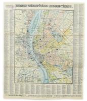 cca 1910 Budapest Székesfőváros legújabb térképe utcajegyzékkel. Szakadásokkal 60x49 cm