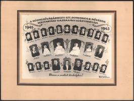 1941-1943 Hódmezővásárhelyi Szt. Domonkos nővérek háztartási, gazdasági iskolája kartonon 24x18 cm