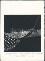 Joseph Kádár (1936-2019): Hommage a Le Corbusier, 1987. Szitanyomat, papír, jelzett, művészpéldány E.A. Hátoldalon a művész pecsétjével. 13,5x13,5 cm