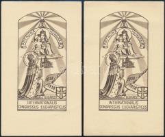 1938 Nemzetközi Eucharisztikus Kongresszus Budapest 2 db egyforma emléklap