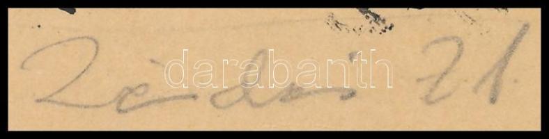 Zádor István (1882-1963): Faluvégég. Linómetszet, papír. Jelzett. 27x17 cm