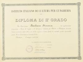 1935-1939 Olasz Kulturális Intézet által kiállított 6 db oklevél