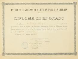 1935-1939 Olasz Kulturális Intézet által kiállított 6 db oklevél