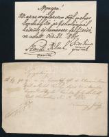 cca 1863-1867 2 db kézzel írt magyar nyelvű nyugta, egyik kemence felfűtéséről 80 Ft-ról, másik 21 Ft 93 krajcárról