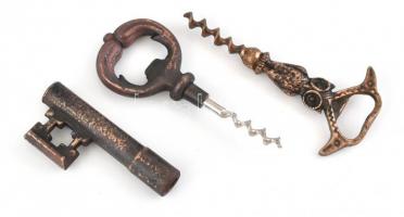 Baglyos dugóhúzó-sörnyitó + Kulcsos dugóhúzó-sörnyitó, h: 12-14 cm