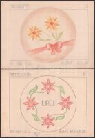 cca 1960-64 10 db diákok által készített tortadíszítő rajz, színes ceruaz, papír, ca. 21x30 cm