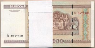 Fehéroroszország 2000. 500R (100x) kötegelővel, sorszámkövetők néhány kimaradással T:I,I-  Belarus 2000. 500 Rublei (100x) with wrapper, sequential serials with some left out C:UNC,AU Krause P#27