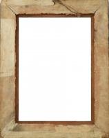 Antik arany-fekete fa képkeret, sarkaiban és éleinél sérült, kopott, belső méret: 36,8x26,4 cm