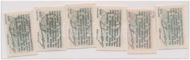 Budapest 1916. 2f + 4f + 6f + 8f + 10f + 12f "Hadsegélyező Hivatal" T:I 
Adamo BUB-13.1, ...