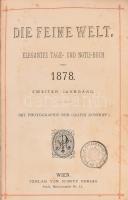 1878 Die Feine Welt, elegantes Tage- und Notizbuch, aranyozott egészvászon kötés, kötés jórészt levált