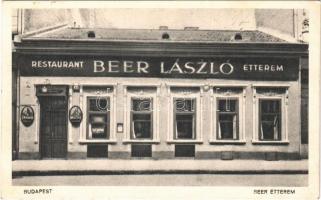 1939 Budapest VIII. Beer László étterem. Sándor utca 44.