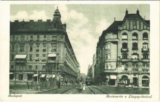 1934 Budapest IX. Boráros tér a Lónyay utcával, villamos, Első Magyar Általános Biztosító Társaság, üzletek (EK)