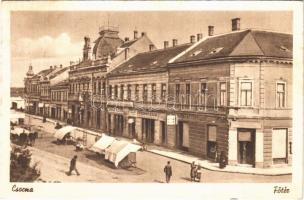 1947 Csorna, Fő tér, Friedman Dávid üzlete, piac (fl)