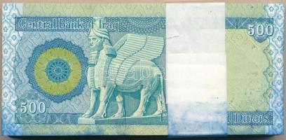 Irak 2004. 500D (100x) kötegelővel, sorszámkövető T:I,I- Iraq 2004. 500 Dinars (100x) with wrapper, sequential serials C:UNC,AU Krause P#92