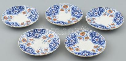 4 db Sarreguemines fajansz tálka. Kézzel festett, jelzett, kis kopásokkal. d: 10 cm