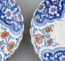 4 db Sarreguemines fajansz tálka. Kézzel festett, jelzett, kis kopásokkal. d: 10 cm